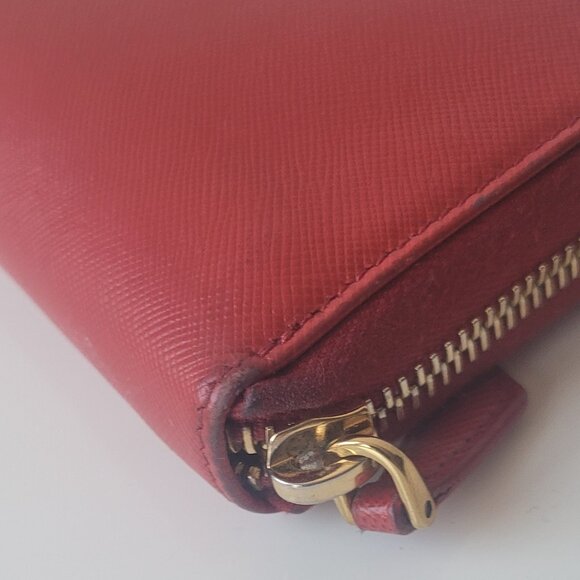 PRADA Red  Leather Zip Around Wallet - Picture 8 of 16